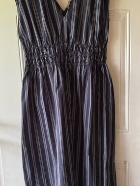 Universal Thread blue striped cotton woven midi dress